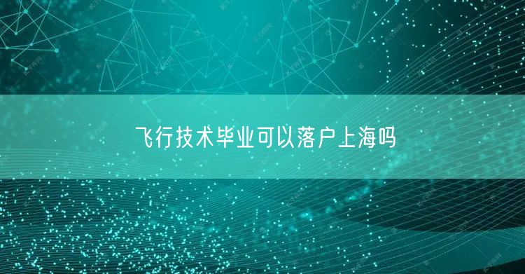 飞行技术毕业可以落户上海吗