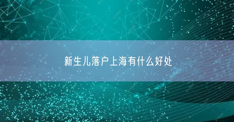新生儿落户上海有什么好处