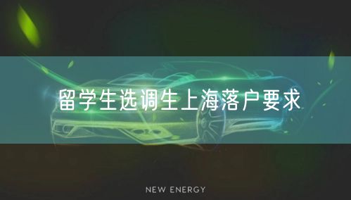 留学生选调生上海落户要求