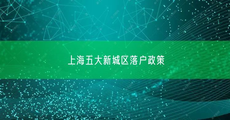 上海五大新城区落户政策