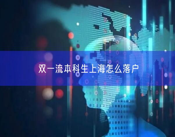 双一流本科生上海怎么落户