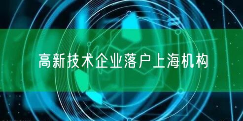 高新技术企业落户上海机构