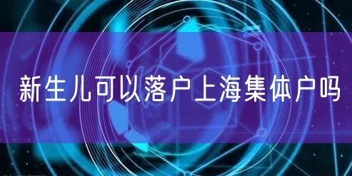 新生儿可以落户上海集体户吗