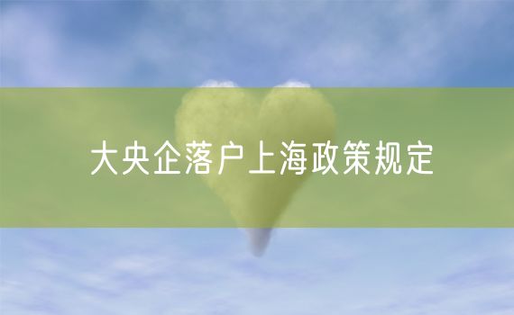 大央企落户上海政策规定