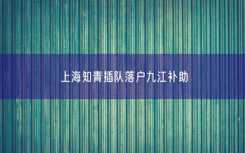 上海知青插队落户九江补助