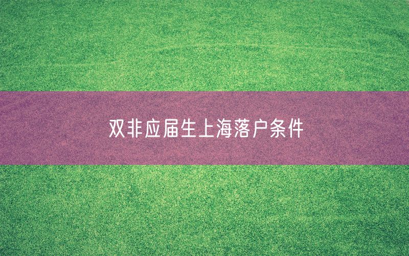 双非应届生上海落户条件