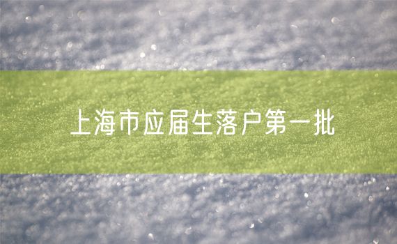 上海市应届生落户第一批