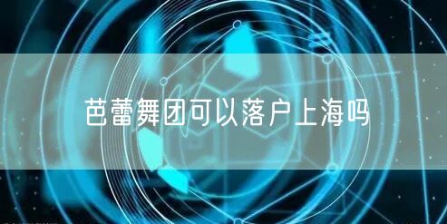 芭蕾舞团可以落户上海吗