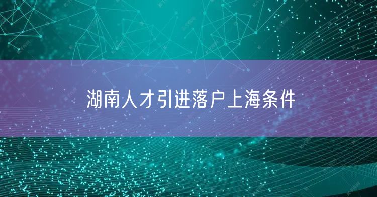 湖南人才引进落户上海条件