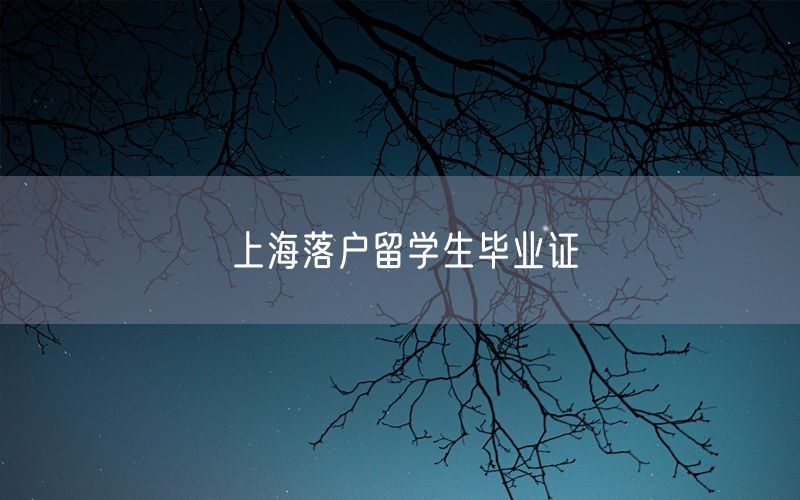上海落户留学生毕业证