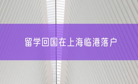 留学回国在上海临港落户