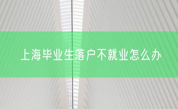 上海毕业生落户不就业怎么办