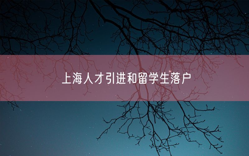 上海人才引进和留学生落户