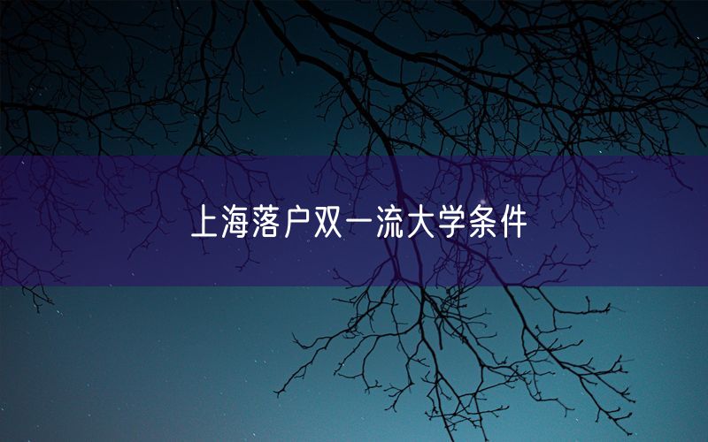 上海落户双一流大学条件