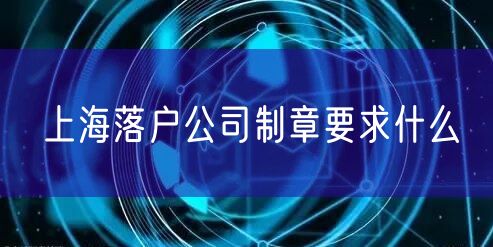 上海落户公司制章要求什么