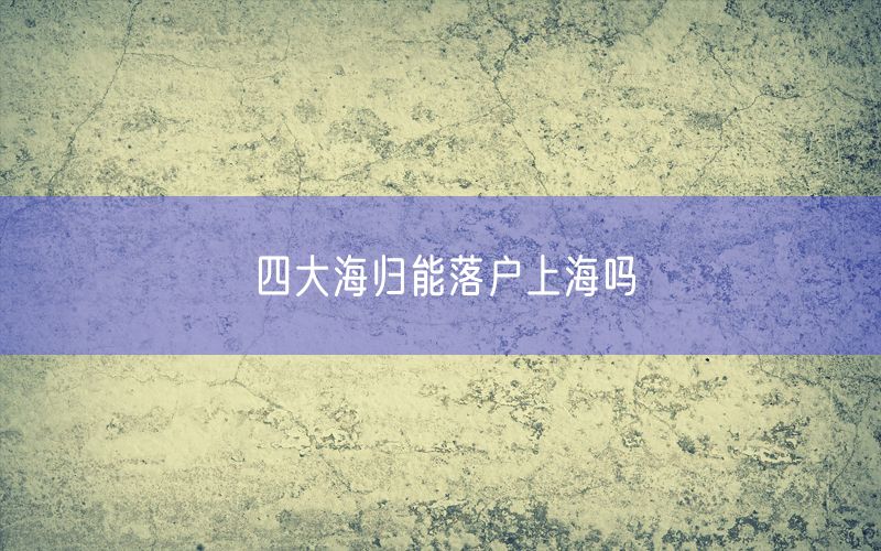 四大海归能落户上海吗