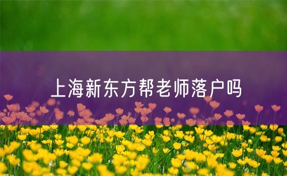 上海新东方帮老师落户吗