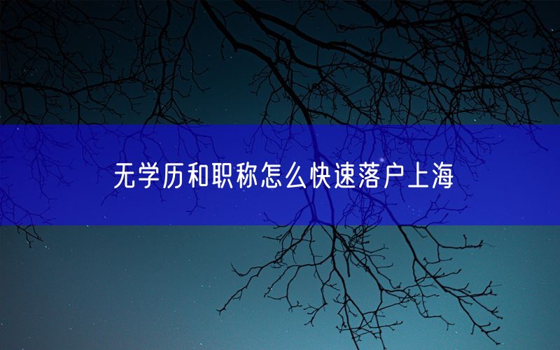 无学历和职称怎么快速落户上海