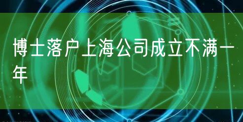 博士落户上海公司成立不满一年