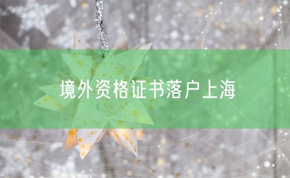 境外资格证书落户上海