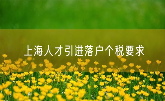 上海人才引进落户个税要求