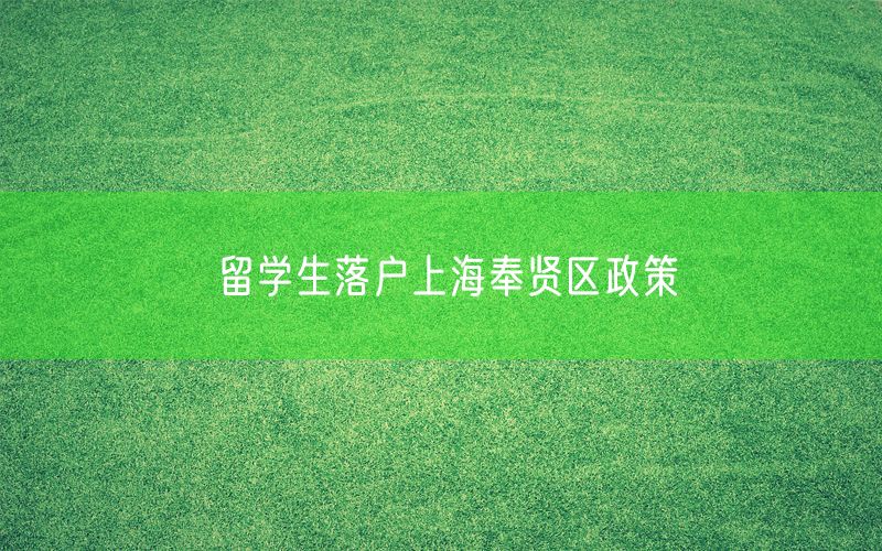 留学生落户上海奉贤区政策
