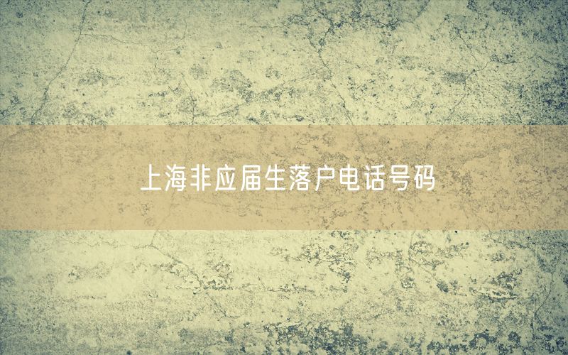 上海非应届生落户电话号码