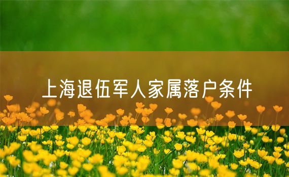 上海退伍军人家属落户条件