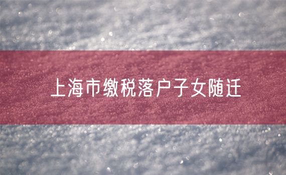 上海市缴税落户子女随迁