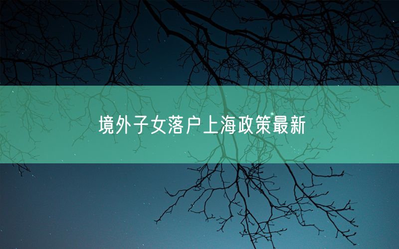 境外子女落户上海政策最新