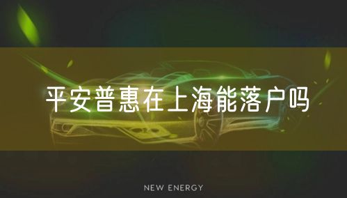 平安普惠在上海能落户吗