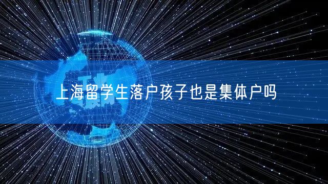 上海留学生落户孩子也是集体户吗