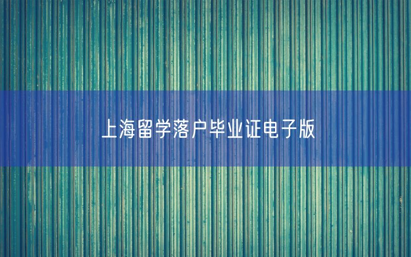上海留学落户毕业证电子版