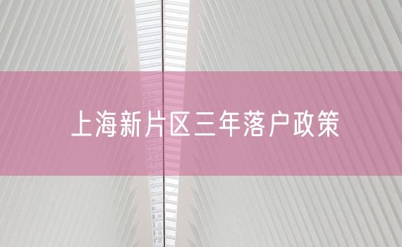 上海新片区三年落户政策
