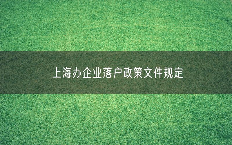 上海办企业落户政策文件规定