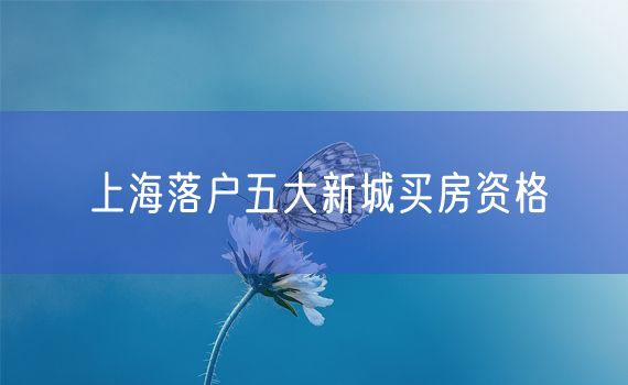 上海落户五大新城买房资格