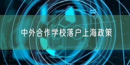 中外合作学校落户上海政策