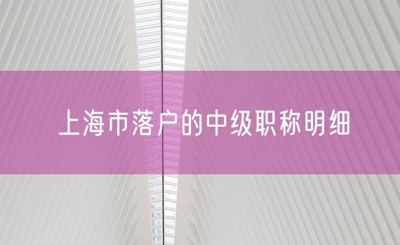 上海市落户的中级职称明细
