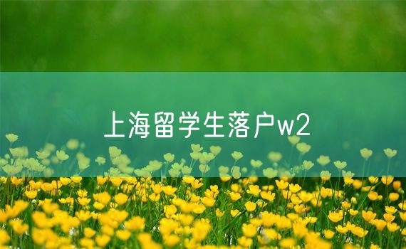上海留学生落户w2