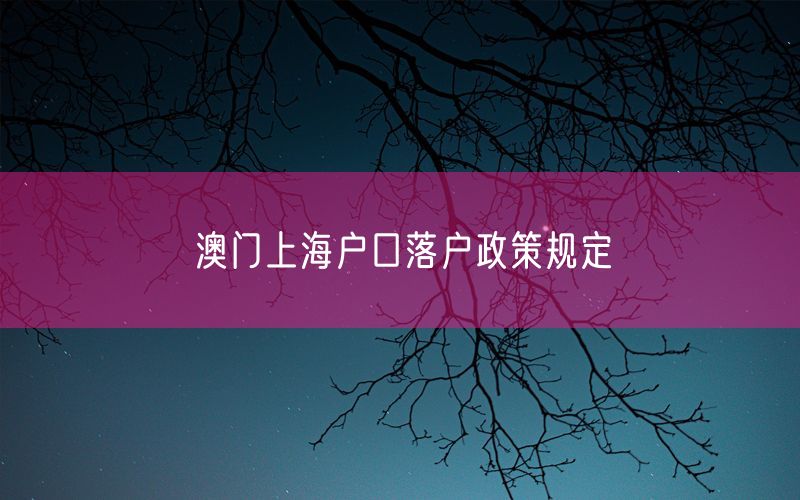 澳门上海户口落户政策规定