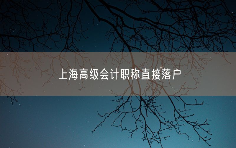 上海高级会计职称直接落户