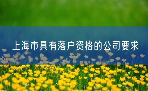 上海市具有落户资格的公司要求