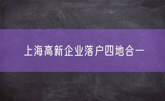上海高新企业落户四地合一