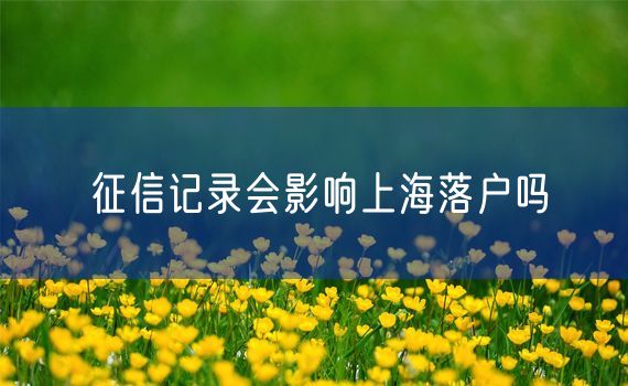 征信记录会影响上海落户吗