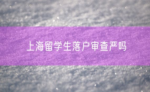 上海留学生落户审查严吗