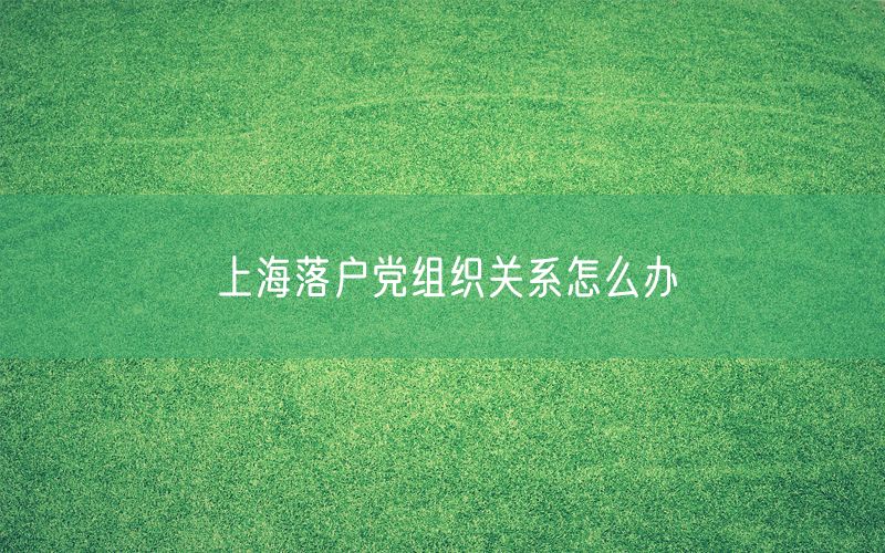 上海落户党组织关系怎么办