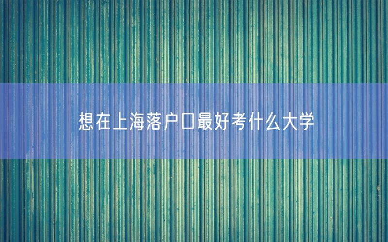 想在上海落户口最好考什么大学