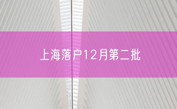 上海落户12月第二批