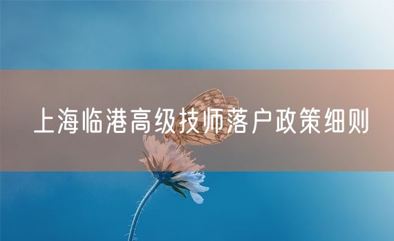 上海临港高级技师落户政策细则