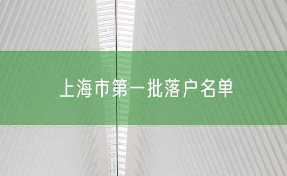 上海市第一批落户名单